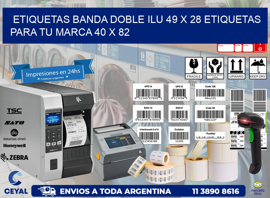 etiquetas banda doble ilu 49 x 28 etiquetas para tu marca 40 x 82