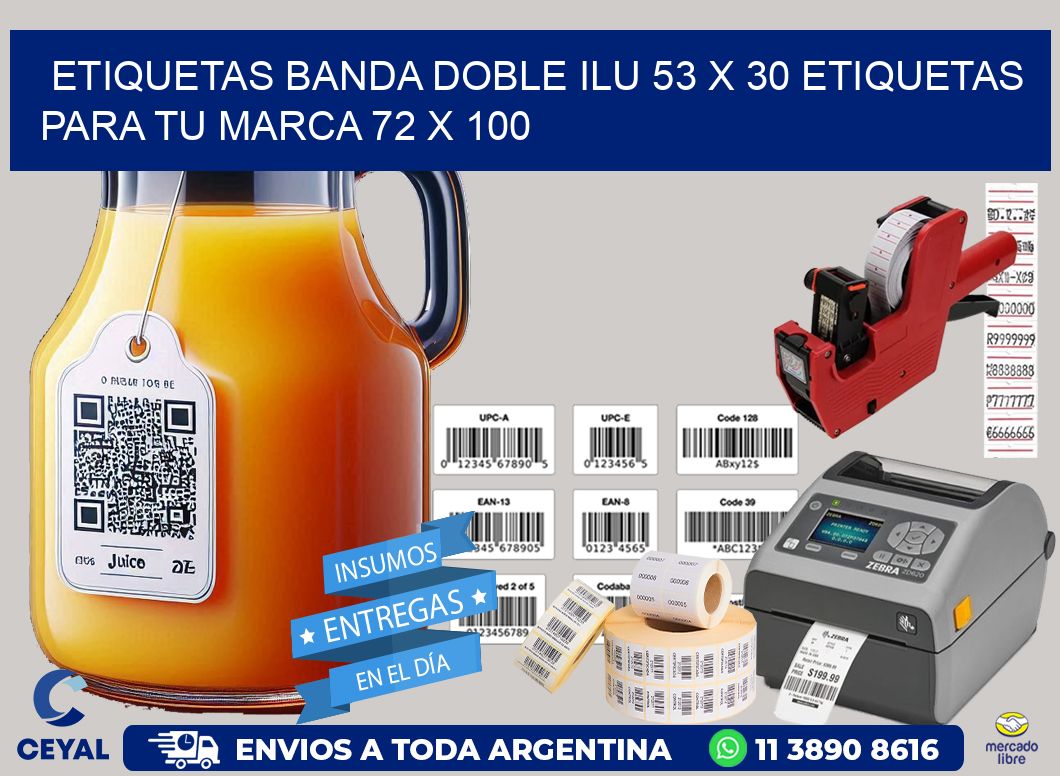 etiquetas banda doble ilu 53 x 30 etiquetas para tu marca 72 x 100
