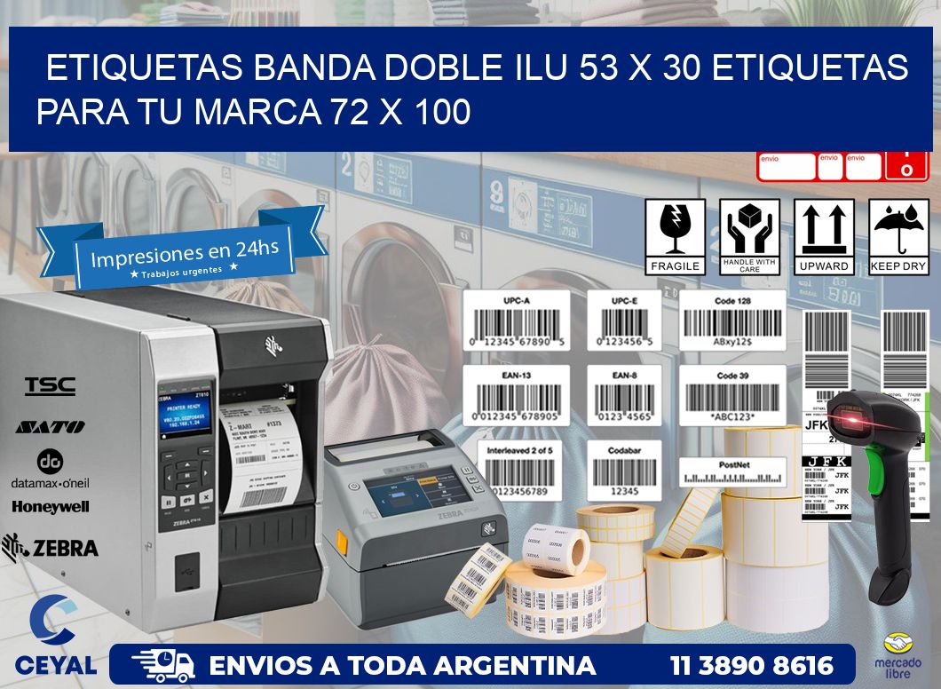 etiquetas banda doble ilu 53 x 30 etiquetas para tu marca 72 x 100