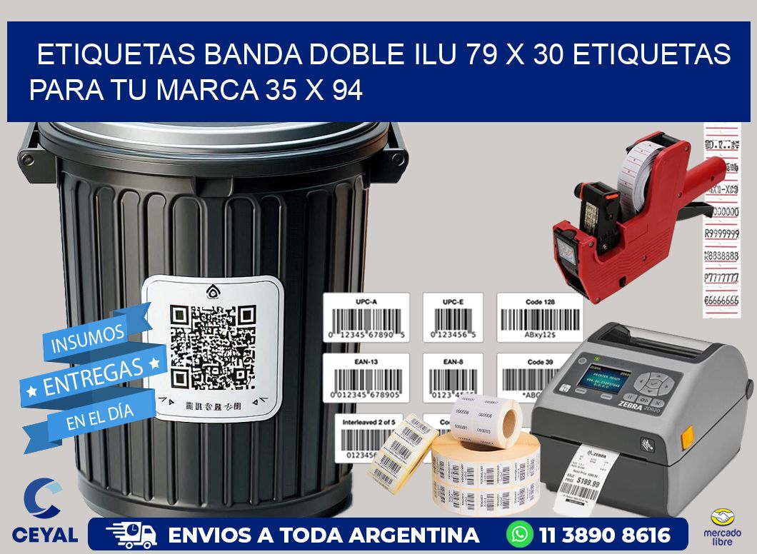etiquetas banda doble ilu 79 x 30 etiquetas para tu marca 35 x 94