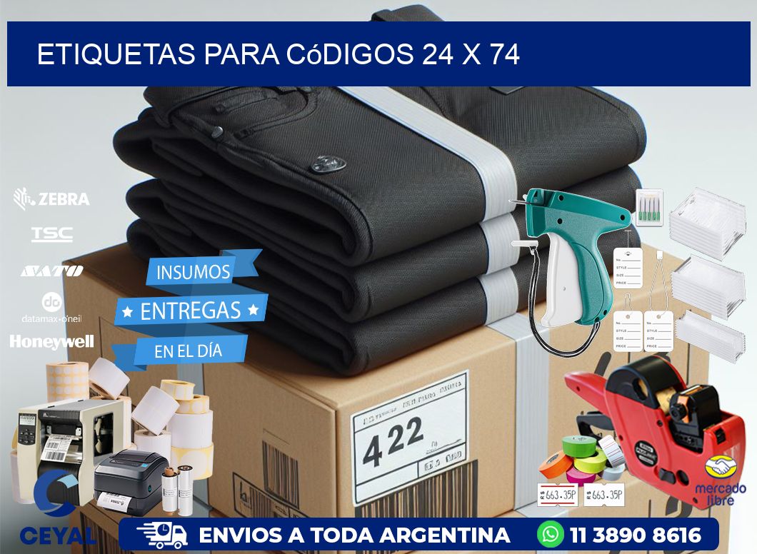 etiquetas para códigos 24 x 74