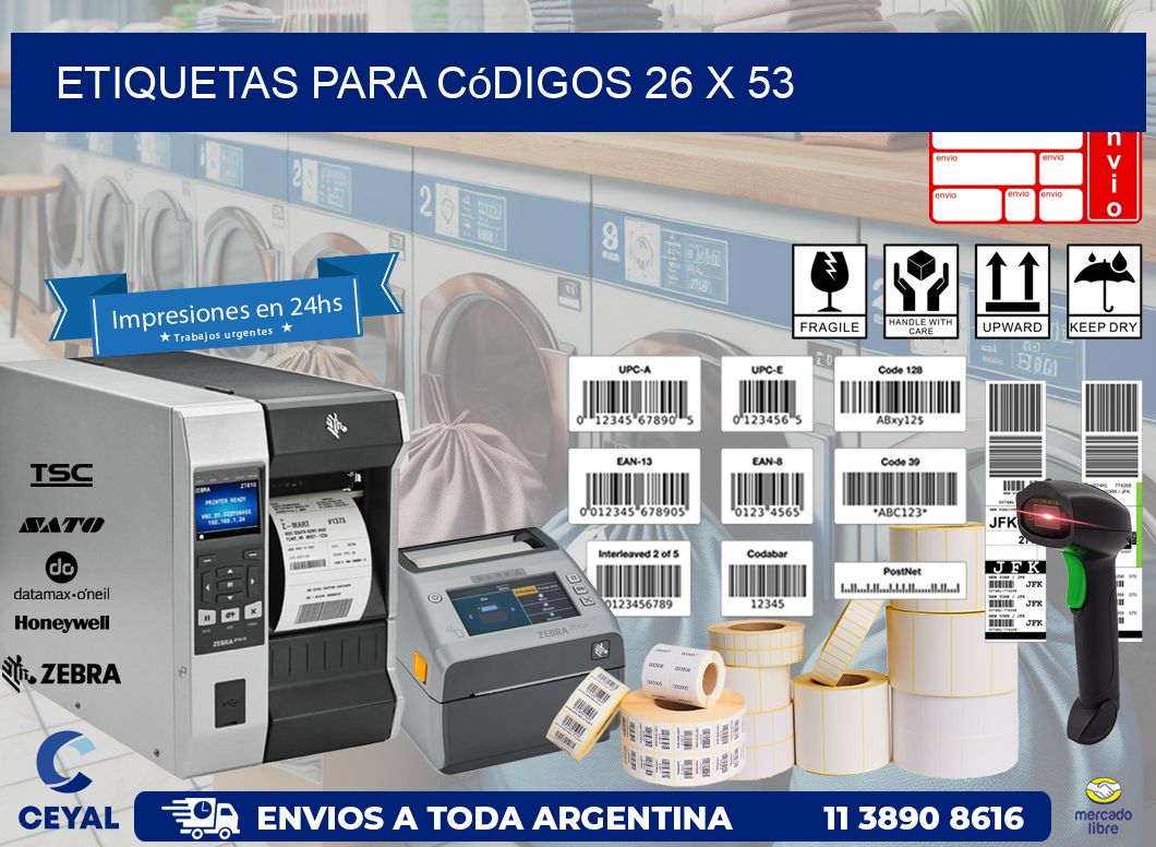 etiquetas para códigos 26 x 53