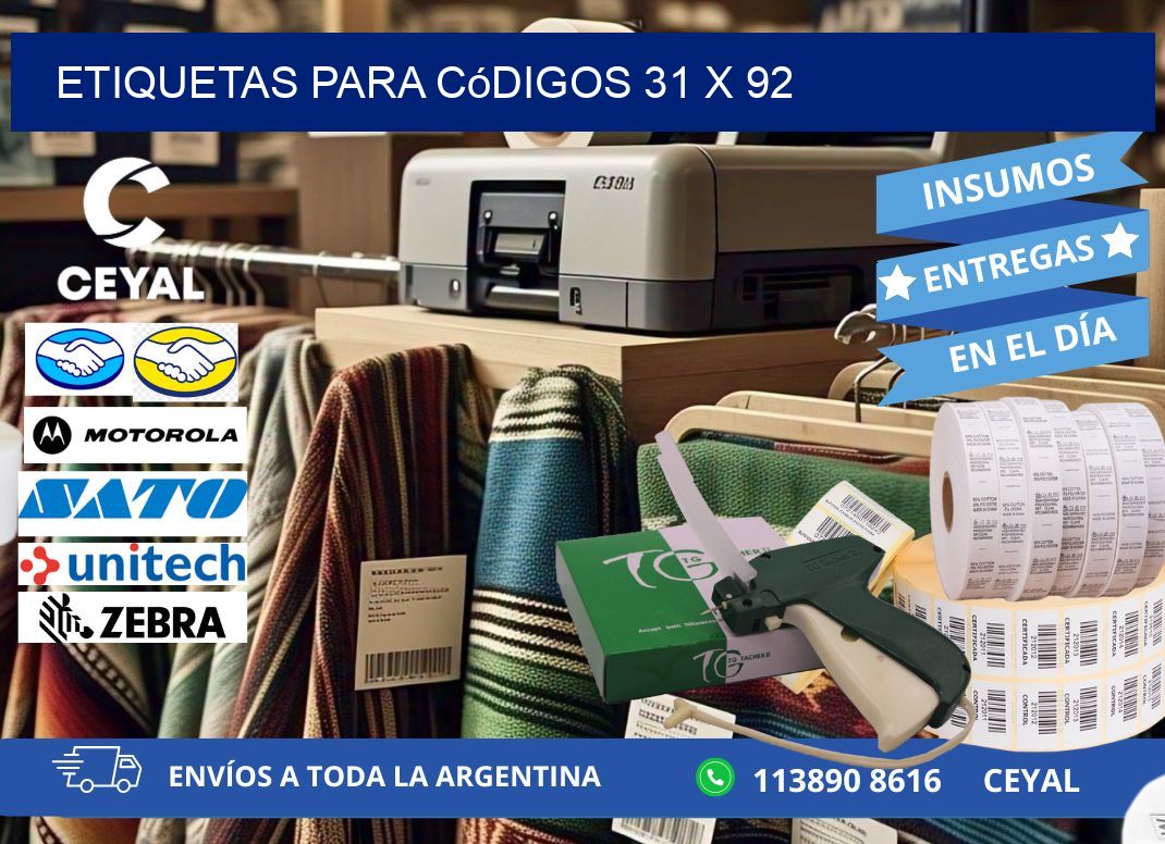 etiquetas para códigos 31 x 92