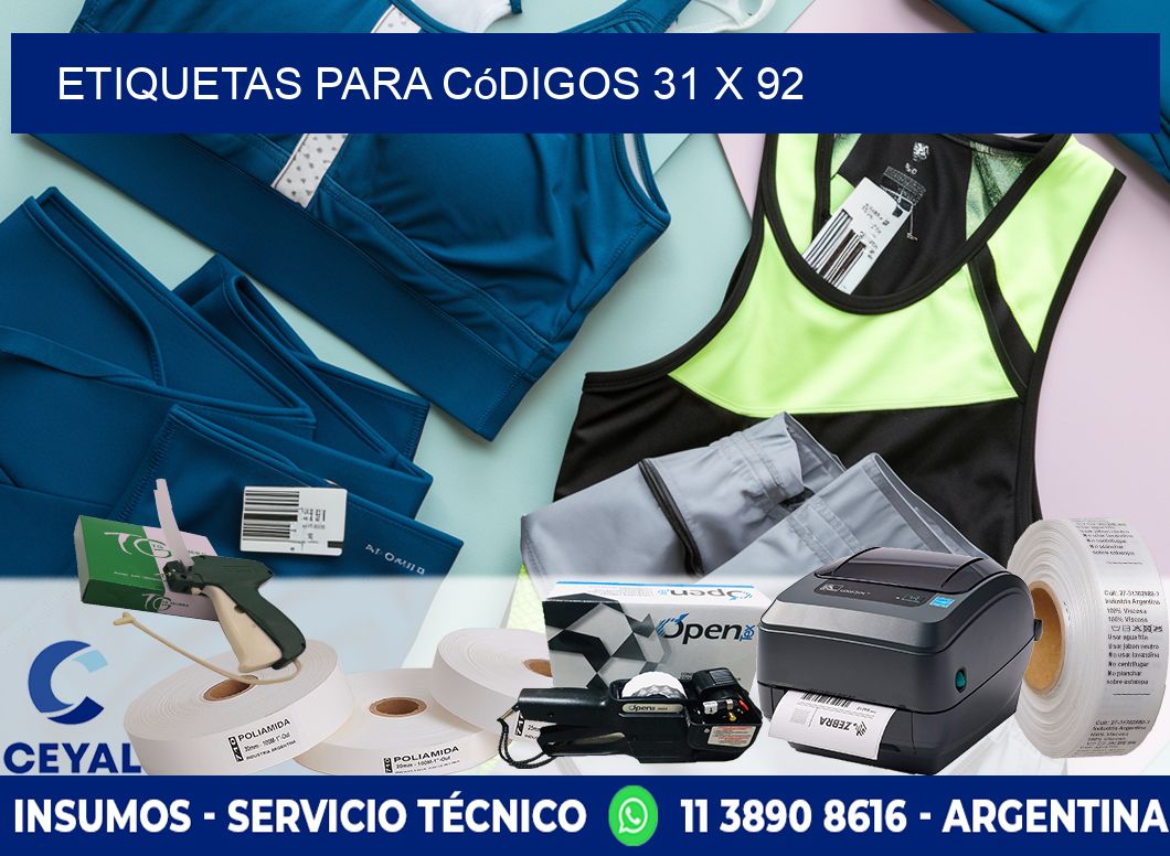 etiquetas para códigos 31 x 92