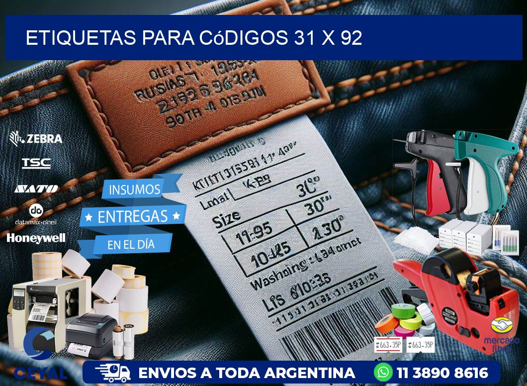 etiquetas para códigos 31 x 92