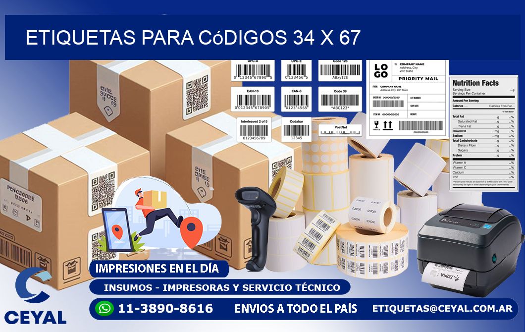 etiquetas para códigos 34 x 67