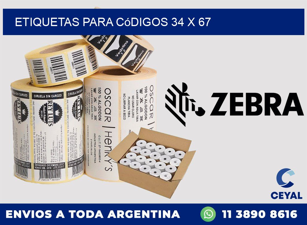 etiquetas para códigos 34 x 67