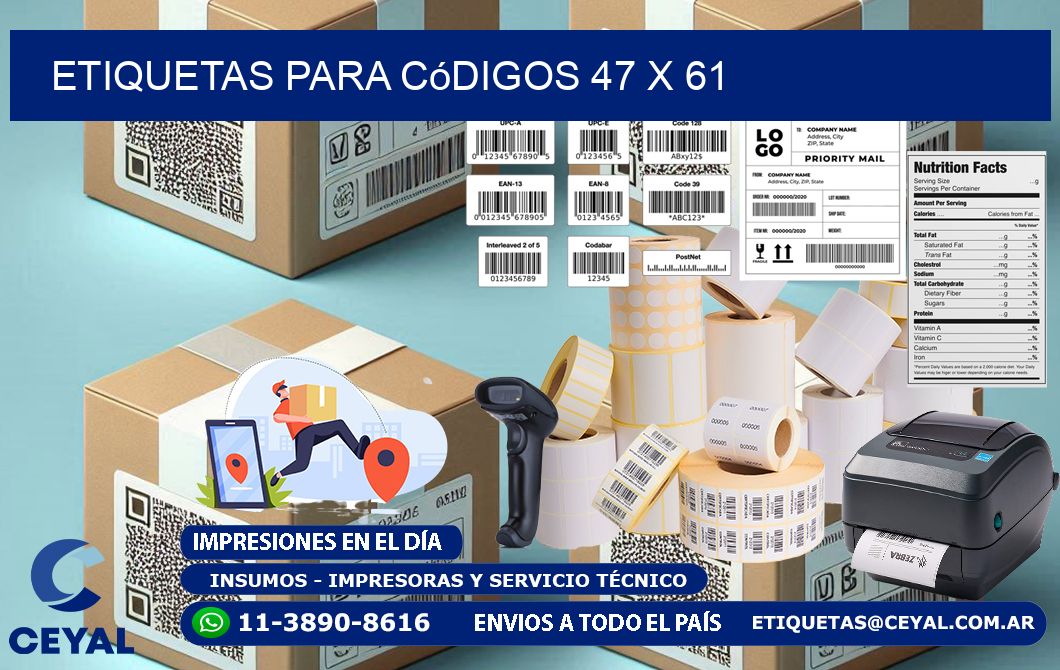 etiquetas para códigos 47 x 61