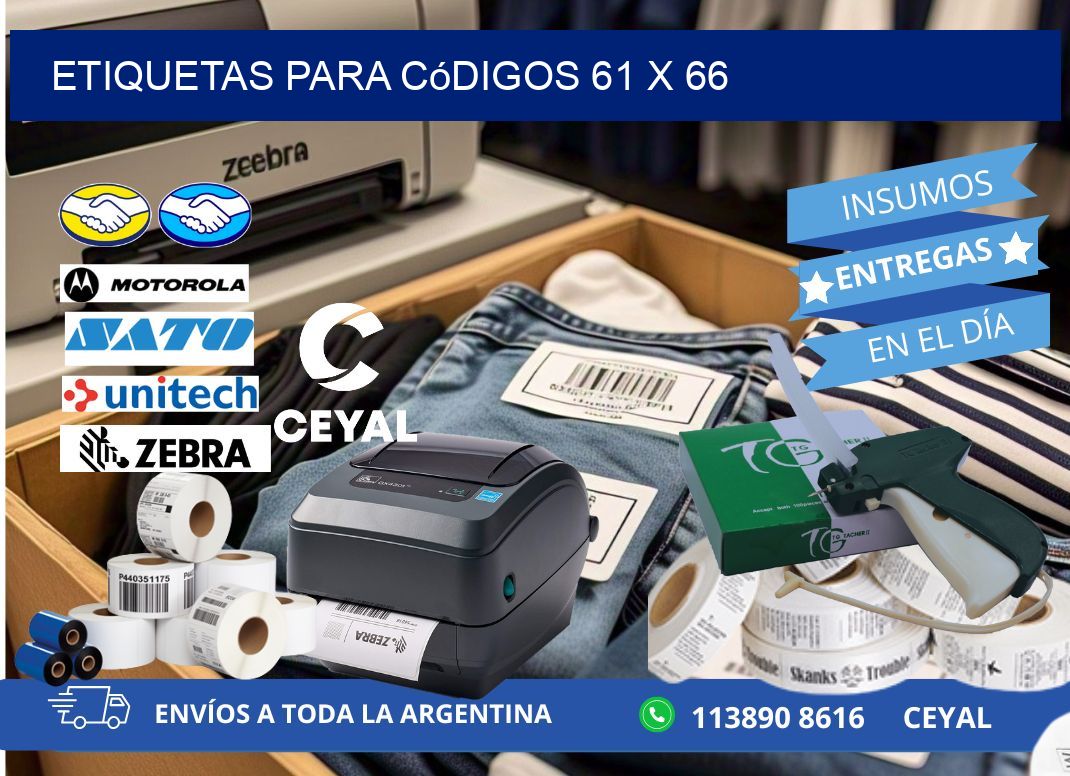 etiquetas para códigos 61 x 66