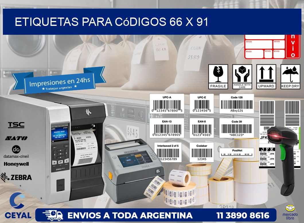 etiquetas para códigos 66 x 91