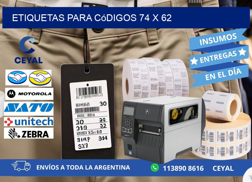 etiquetas para códigos 74 x 62