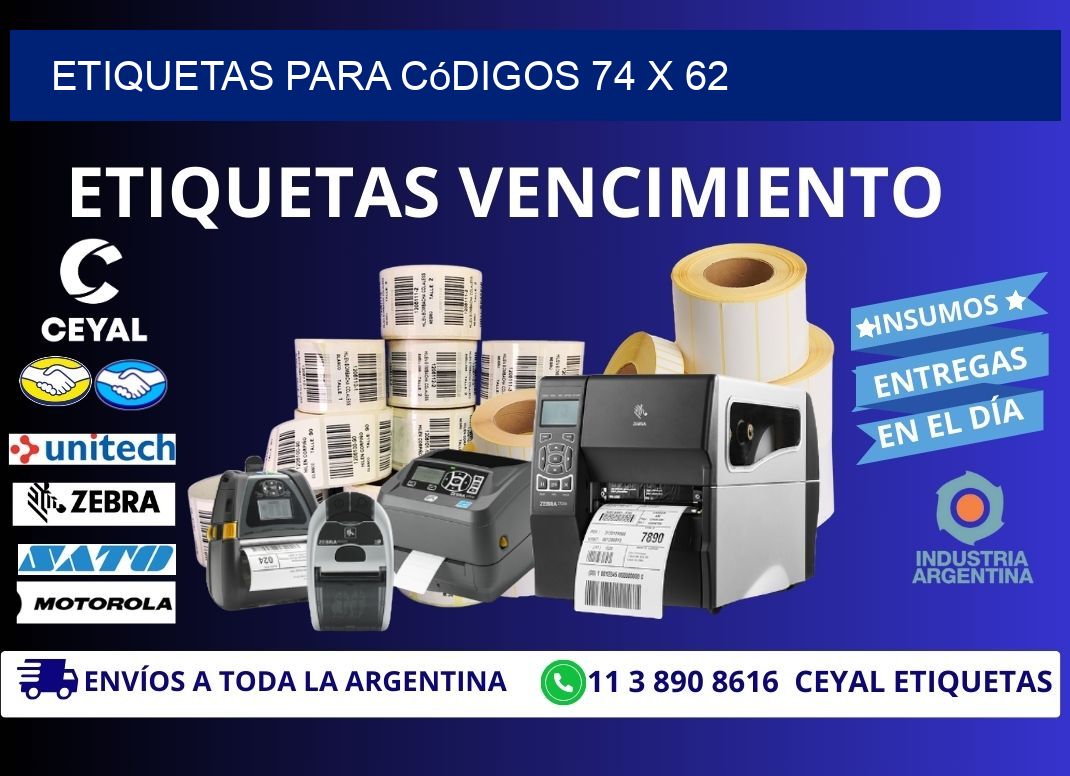 etiquetas para códigos 74 x 62