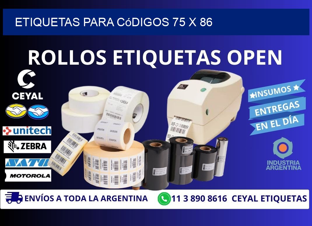 etiquetas para códigos 75 x 86