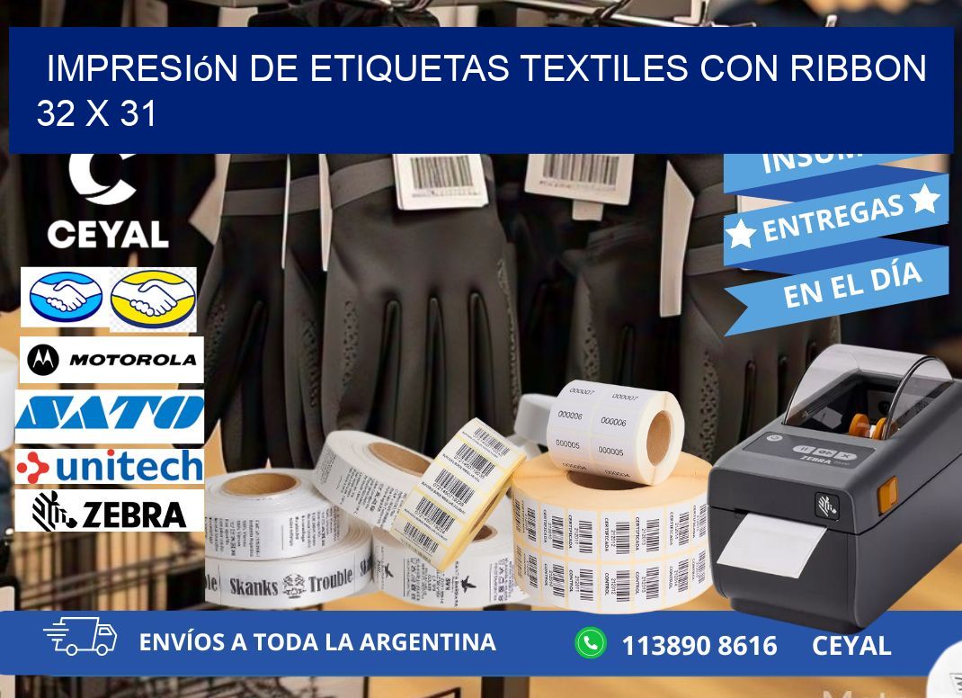 impresión de etiquetas textiles con ribbon 32 x 31
