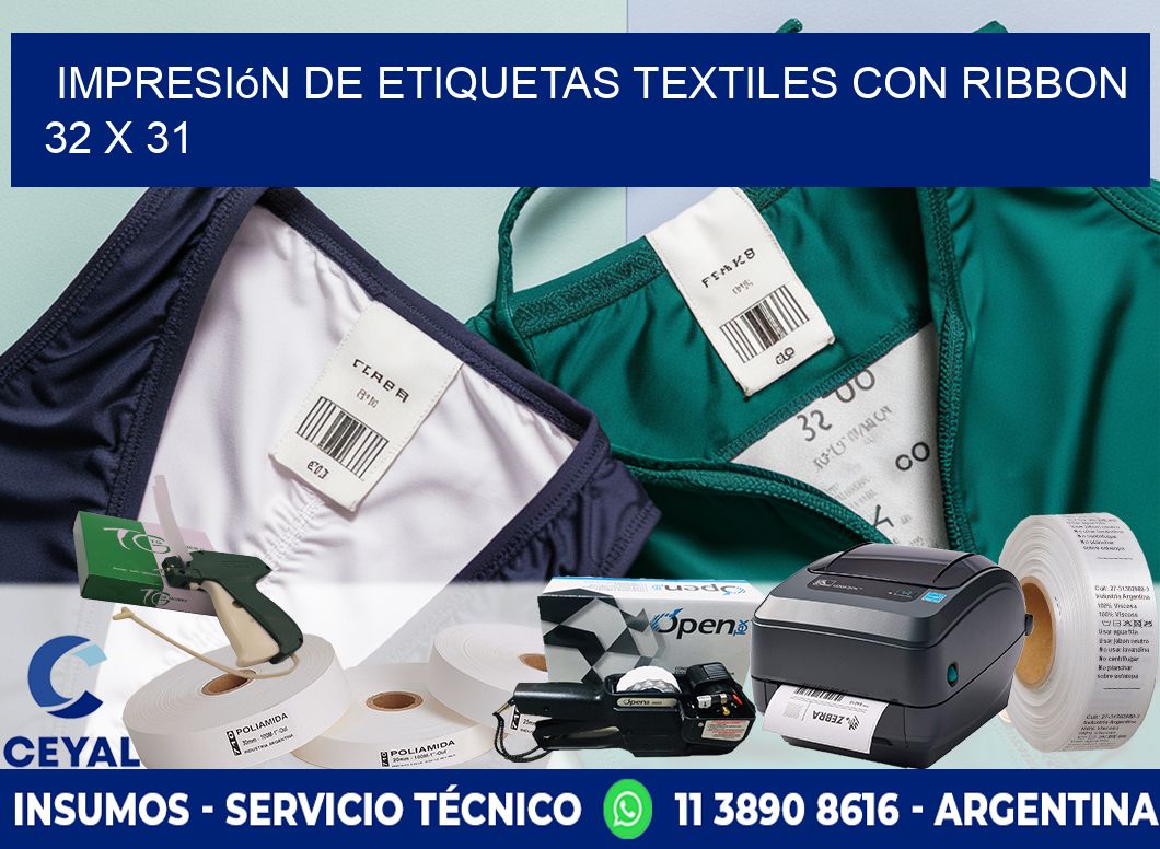 impresión de etiquetas textiles con ribbon 32 x 31