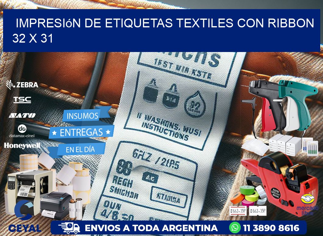 impresión de etiquetas textiles con ribbon 32 x 31