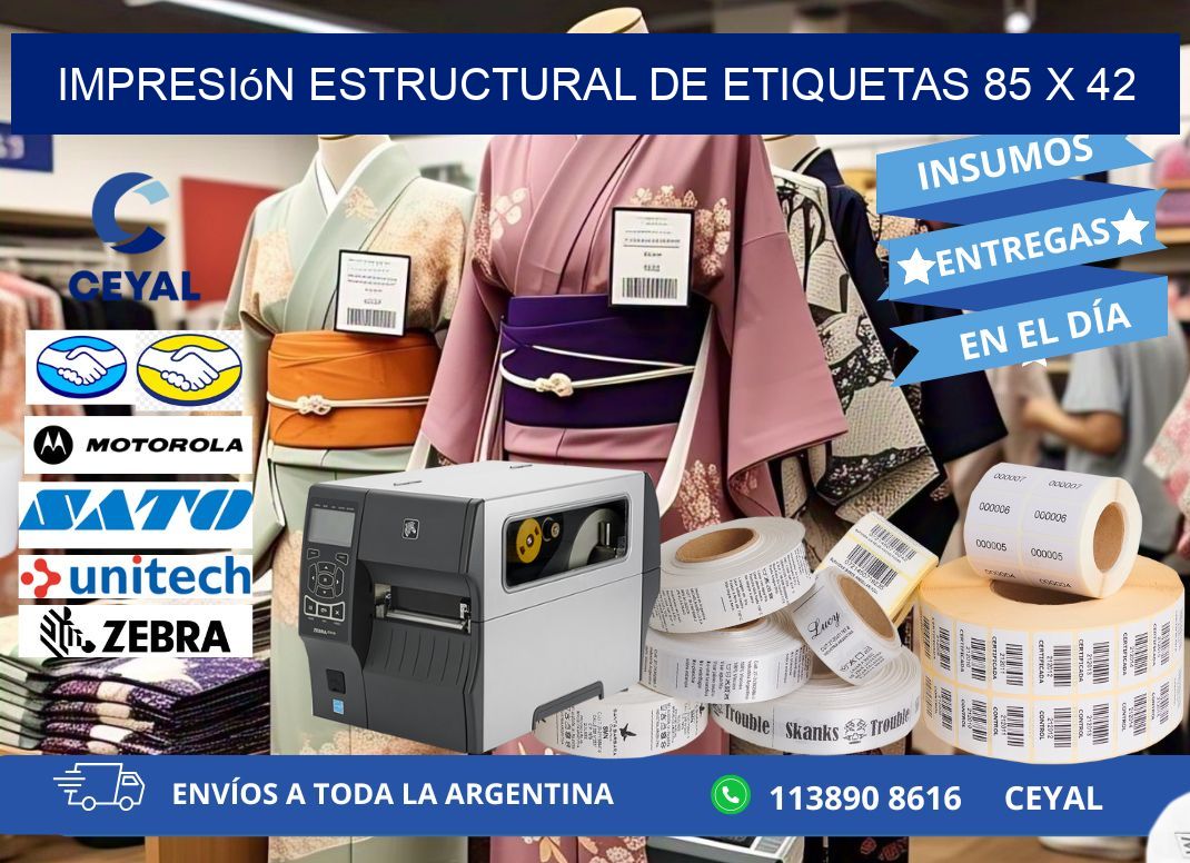 impresión estructural de etiquetas 85 x 42