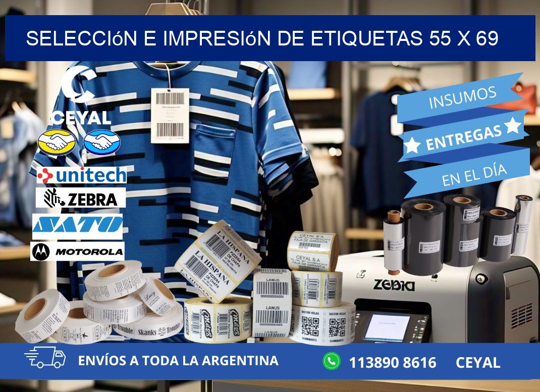 selección e impresión de etiquetas 55 x 69