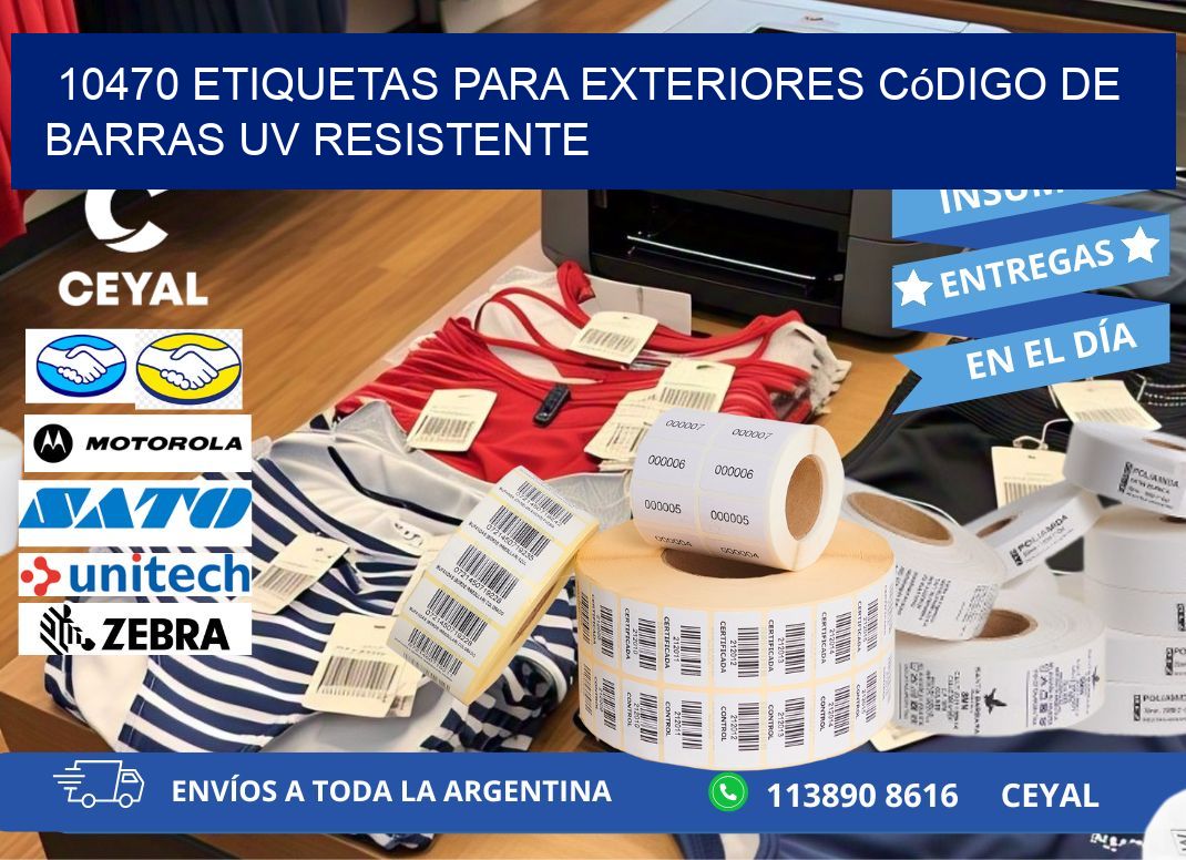 10470 etiquetas para exteriores código de barras UV resistente
