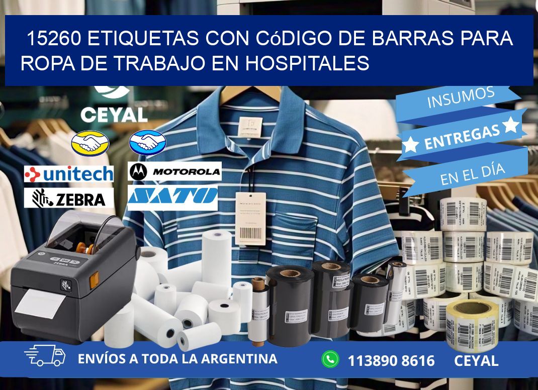 15260 Etiquetas con código de barras para ropa de trabajo en hospitales