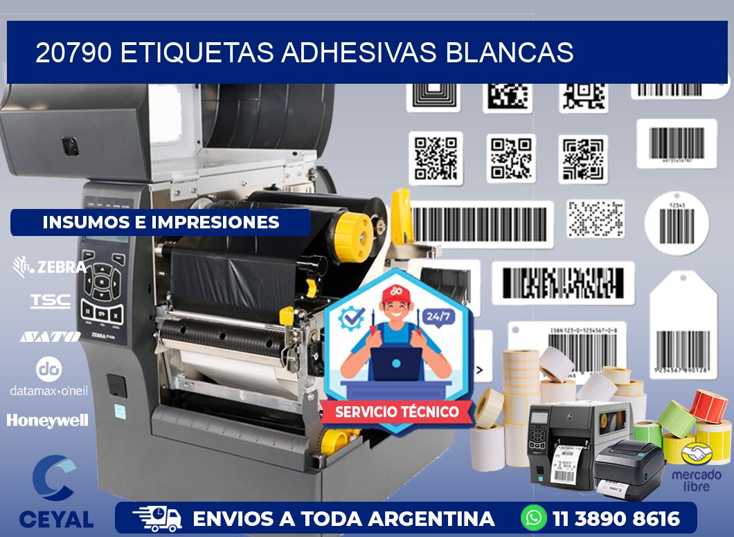 20790 etiquetas adhesivas blancas
