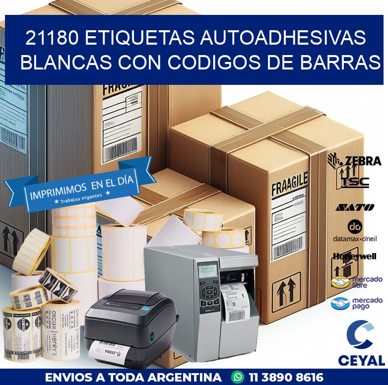 21180 etiquetas autoadhesivas blancas con codigos de barras