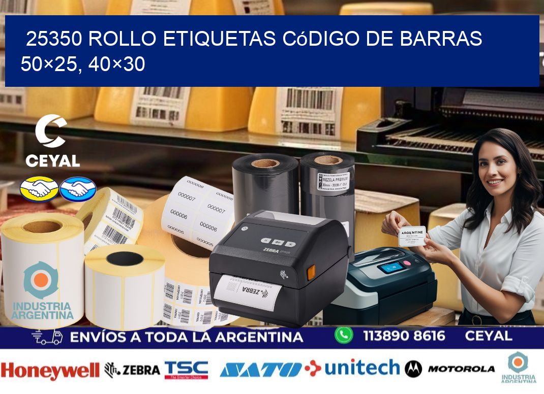 25350 rollo etiquetas código de barras 50×25, 40×30