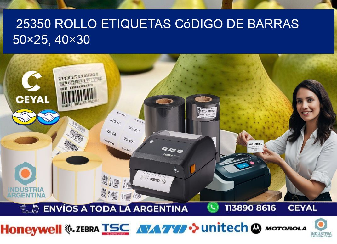 25350 rollo etiquetas código de barras 50×25, 40×30