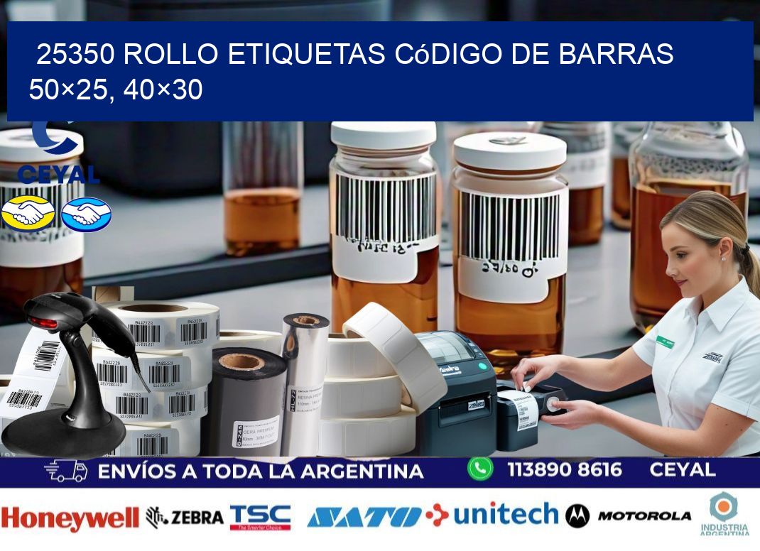 25350 rollo etiquetas código de barras 50×25, 40×30