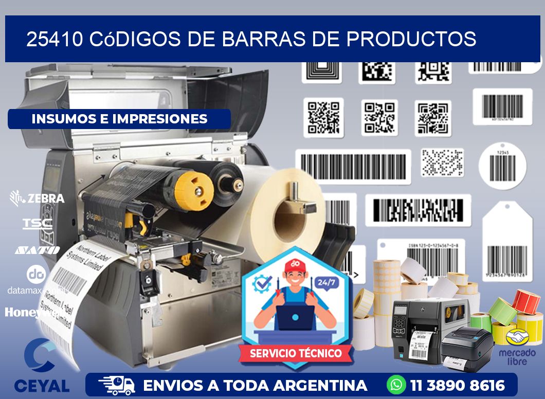25410 Códigos de barras de productos
