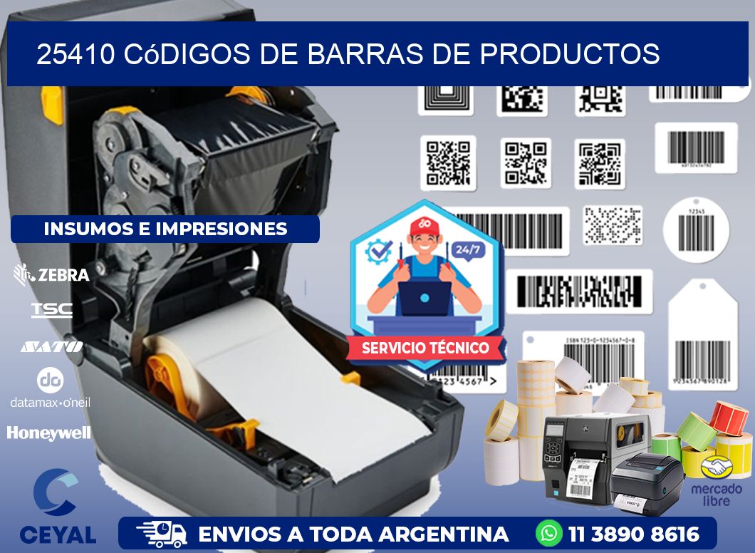 25410 Códigos de barras de productos