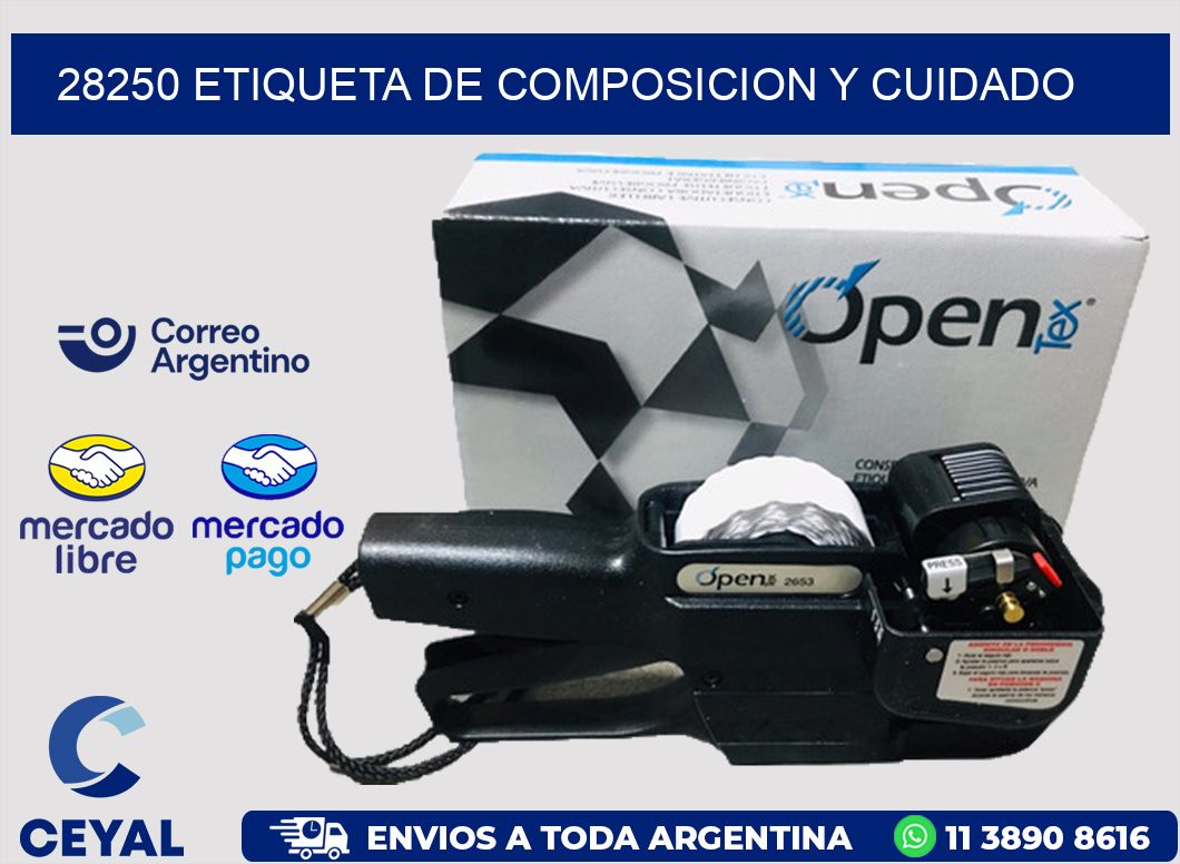 28250 etiqueta de composicion y cuidado