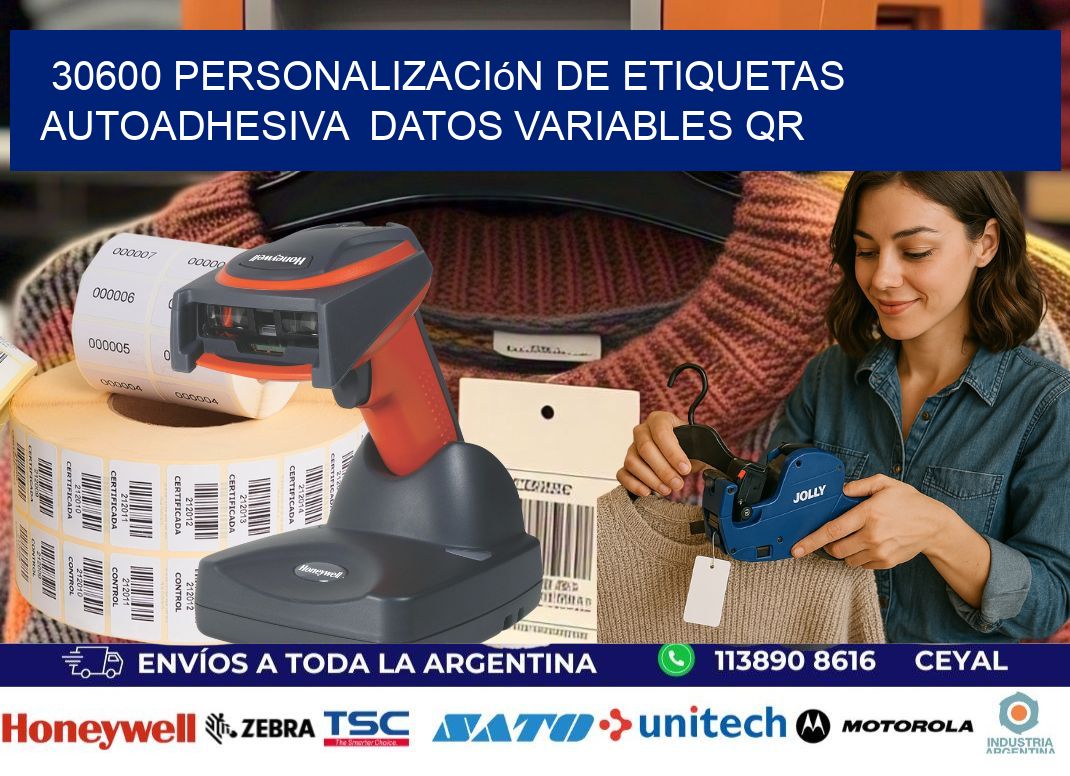 30600 Personalización de etiquetas autoadhesiva datos variables QR