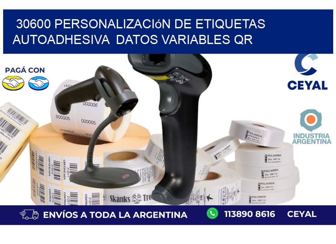 30600 Personalización de etiquetas autoadhesiva datos variables QR