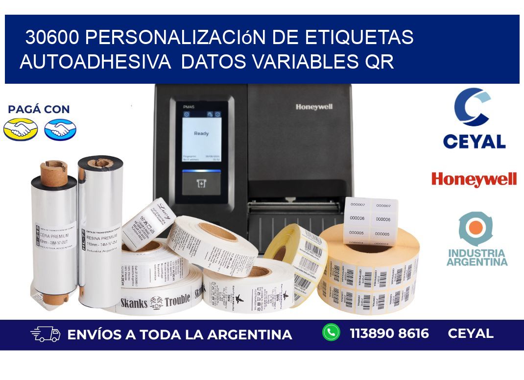 30600 Personalización de etiquetas autoadhesiva datos variables QR