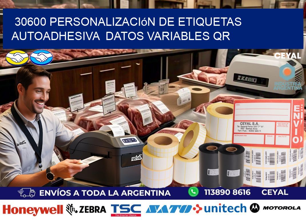 30600 Personalización de etiquetas autoadhesiva  datos variables QR