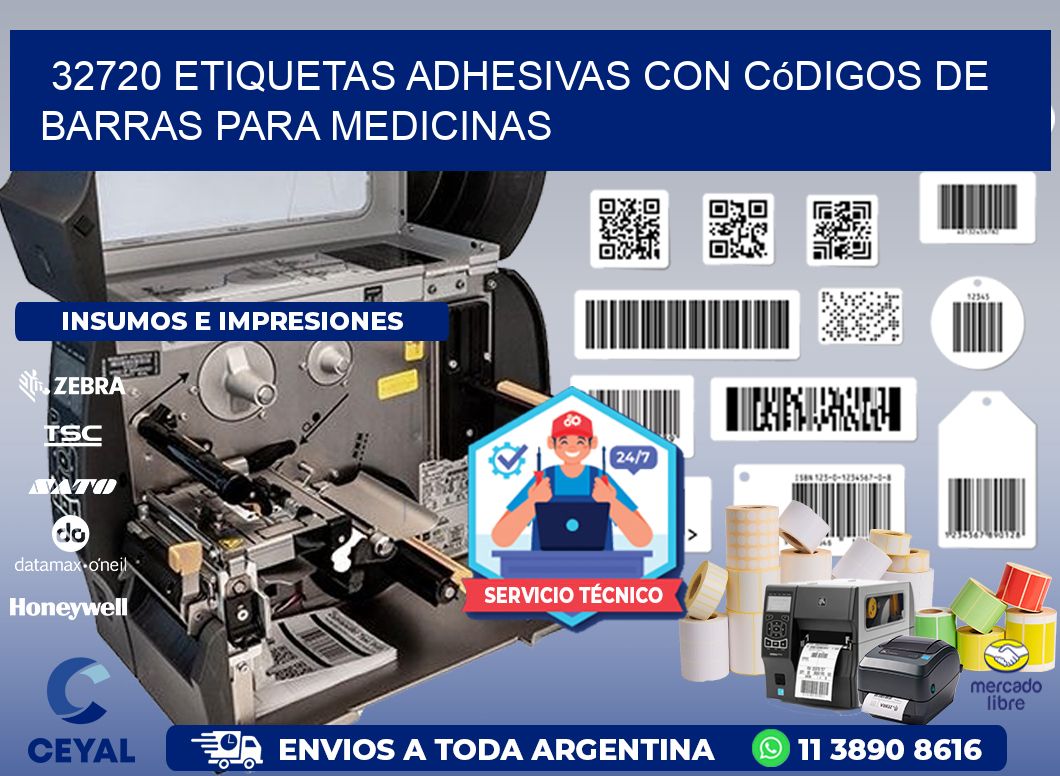 32720 etiquetas adhesivas con códigos de barras para medicinas
