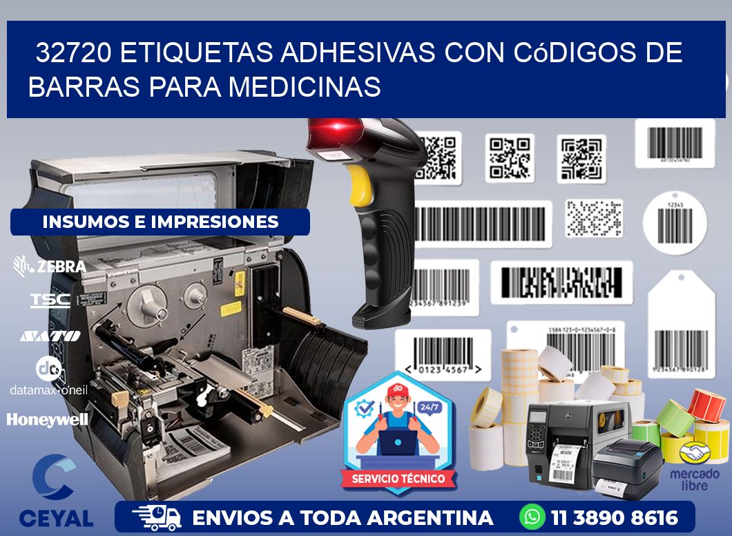 32720 etiquetas adhesivas con códigos de barras para medicinas