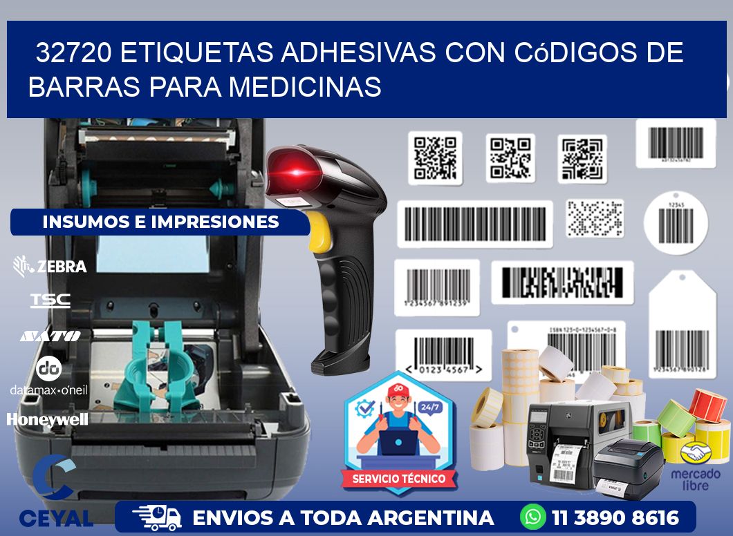 32720 etiquetas adhesivas con códigos de barras para medicinas