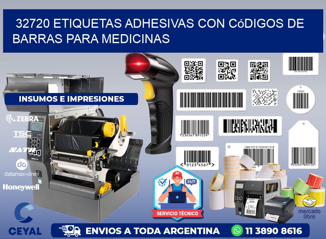 32720 etiquetas adhesivas con códigos de barras para medicinas