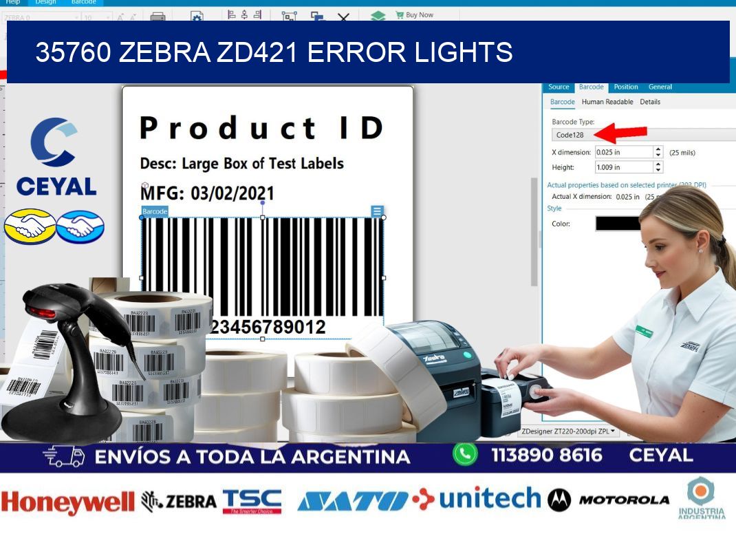 35760 Zebra ZD421 error lights