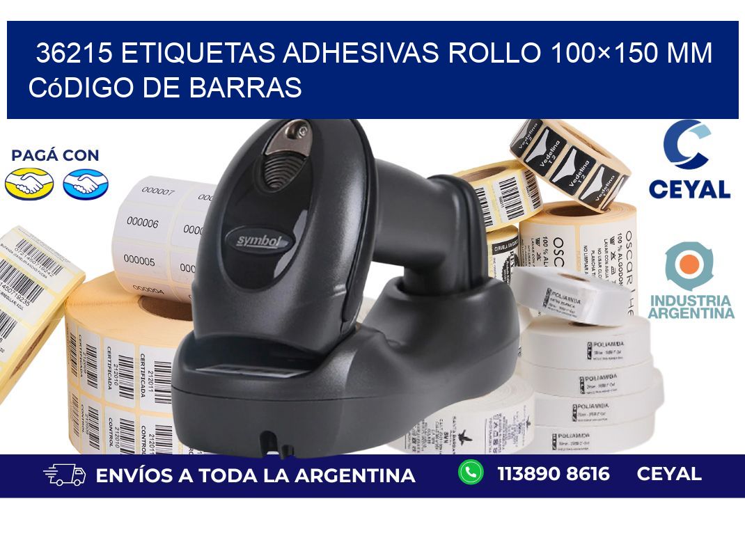 36215 etiquetas adhesivas rollo 100×150 mm código de barras
