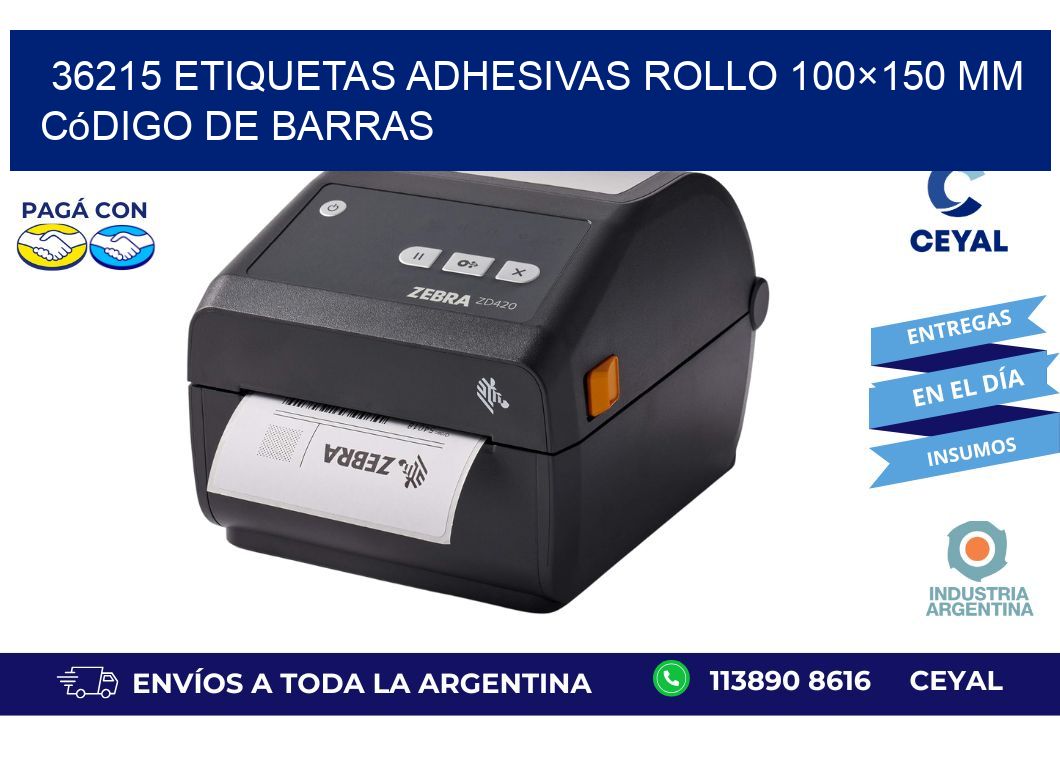 36215 etiquetas adhesivas rollo 100×150 mm código de barras