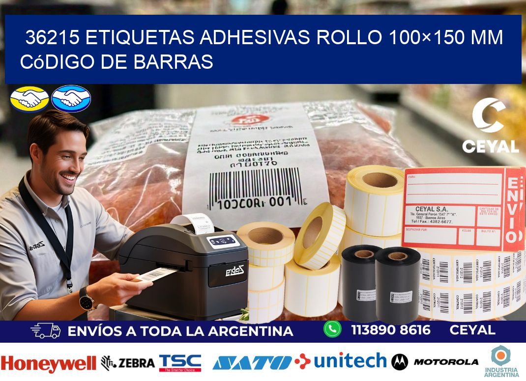 36215 etiquetas adhesivas rollo 100×150 mm código de barras