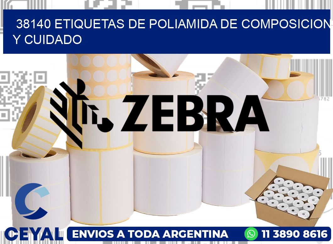 38140 etiquetas de poliamida de composicion y cuidado