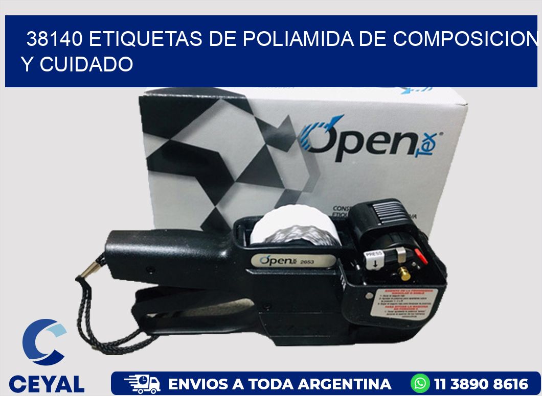 38140 etiquetas de poliamida de composicion y cuidado