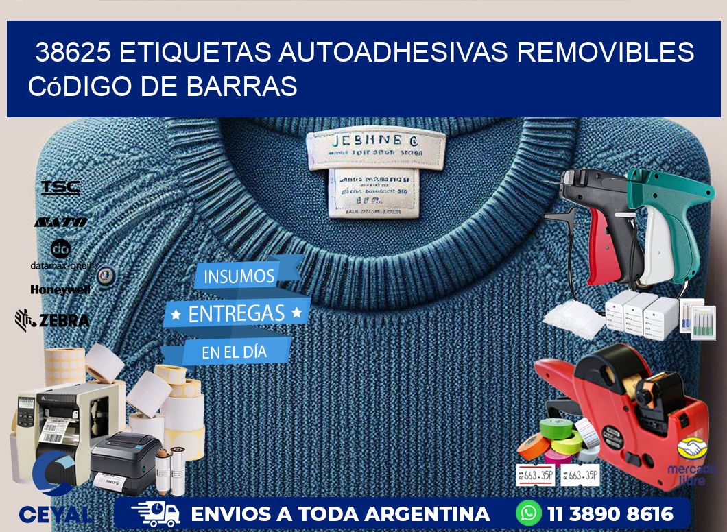 38625 etiquetas autoadhesivas removibles código de barras