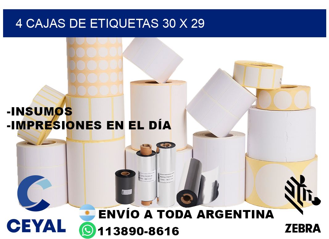 4 cajas de etiquetas 30 x 29