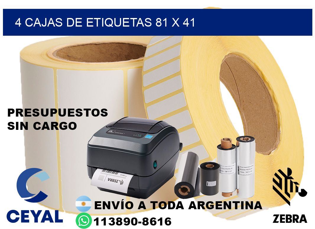 4 cajas de etiquetas 81 x 41