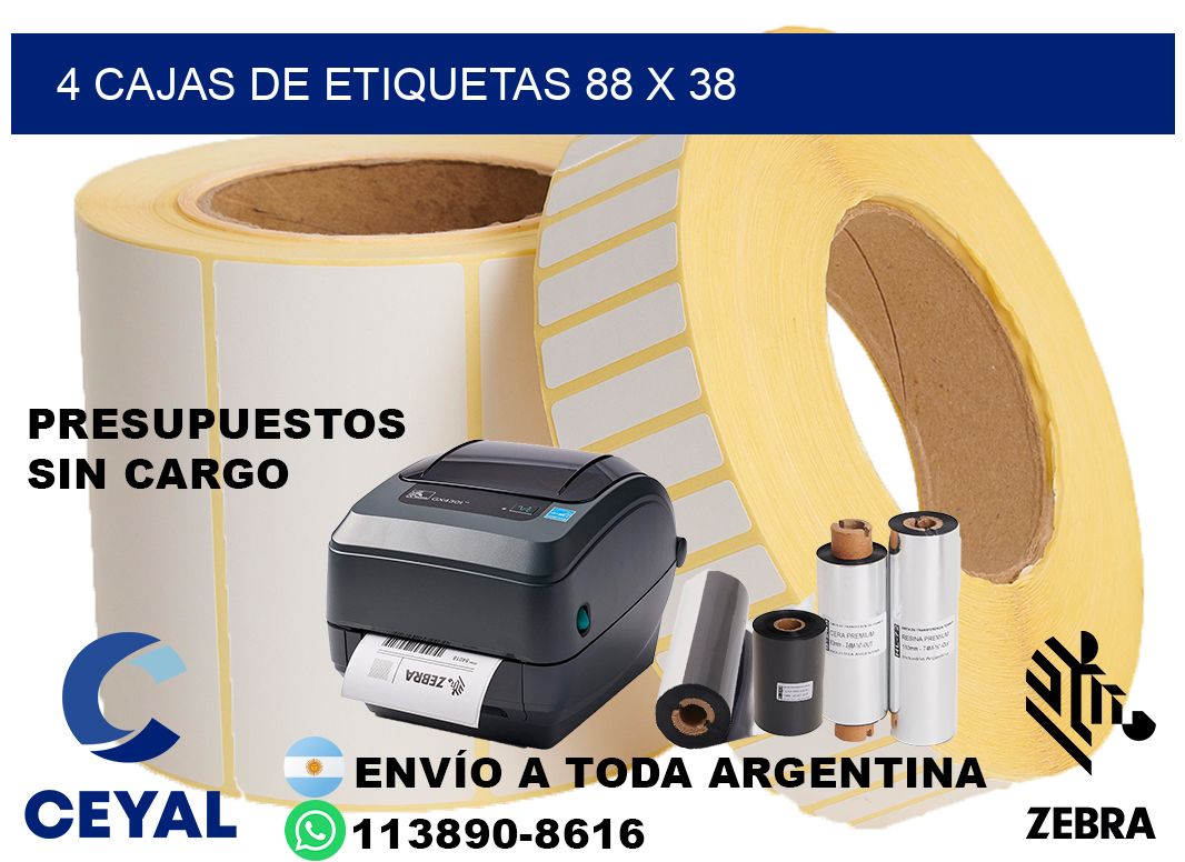 4 cajas de etiquetas 88 x 38